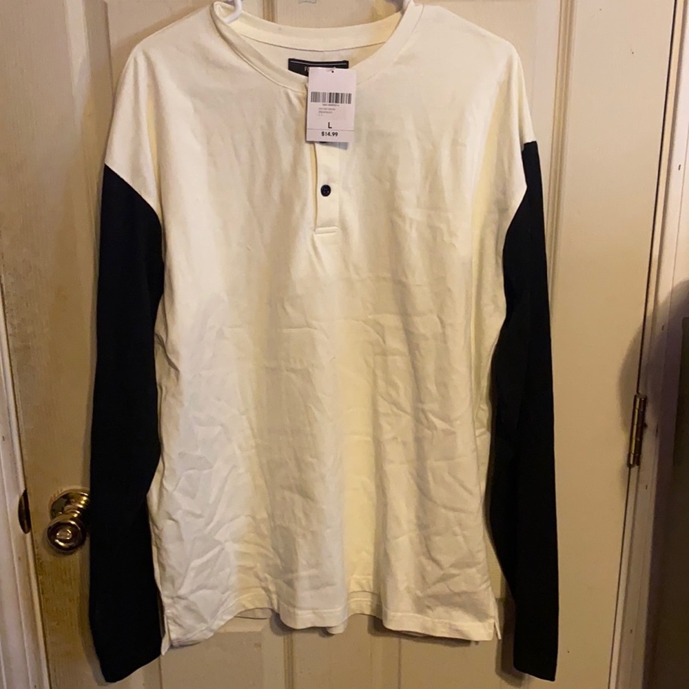 Forever 21 Men Cream and Black Long Sleeve